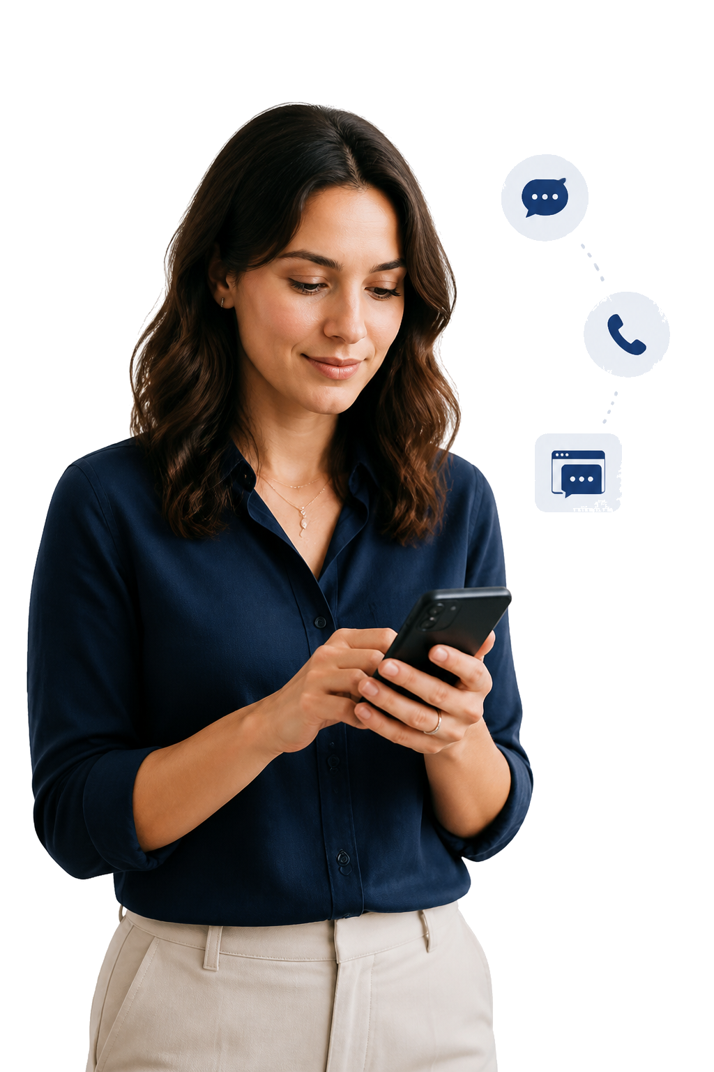 Customer contacting a business by phone and messaging